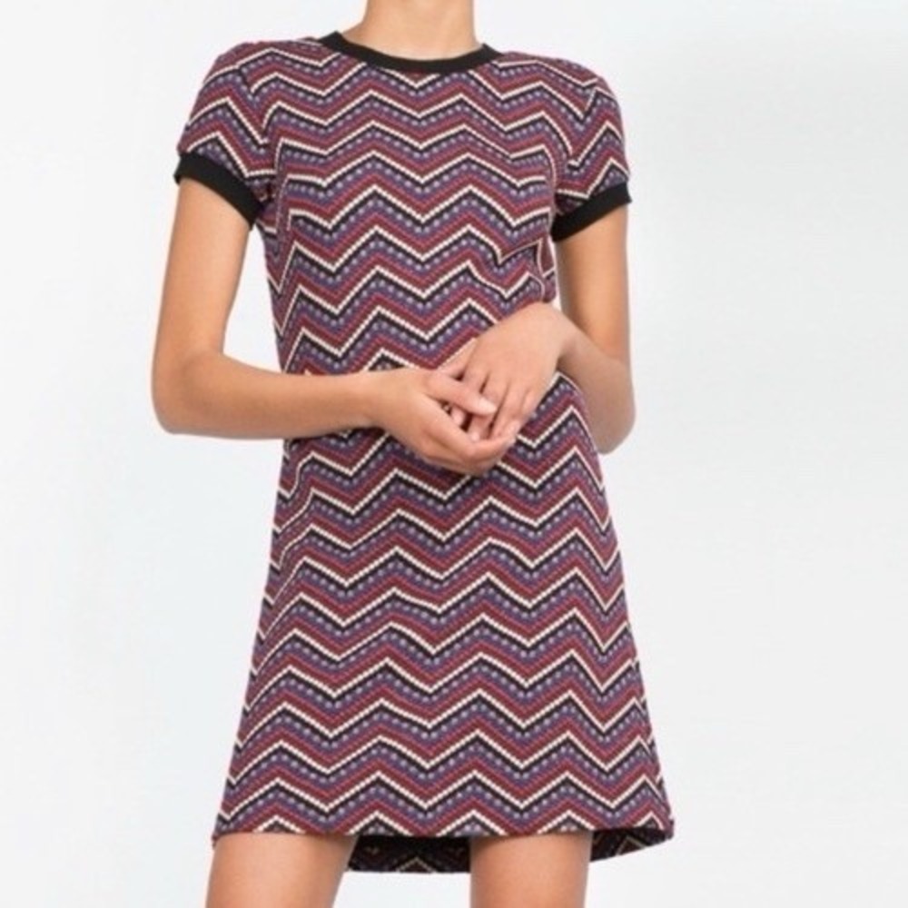 Zara Multicolor Chevron Mini Dress